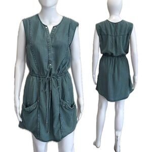 Dynamite Utility Tank Dress Size M Sleeveless Sun Faded Slouchy Patch Pockets